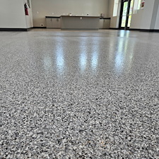 Worn Out Damaged Epoxy Concrete Coating Replaced with Long Lasting Polyaspartic Coating in Louisville Recreation Building thumbnail